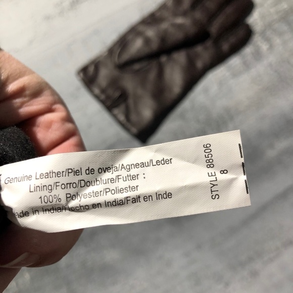 Women's Isotoner Leather Gloves Aris Mocha Brown Cognac trim Supple soft - Picture 5 of 5